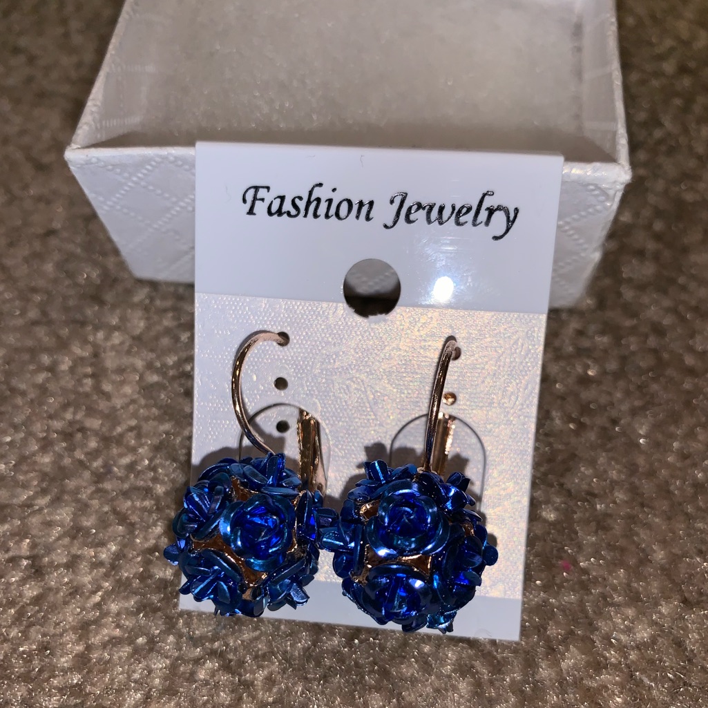Fashion Earrings Blue Flowers